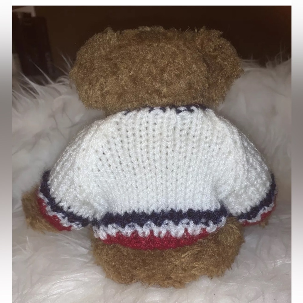 Vintage 1988 Chrisha Playful Plush Brown Teddy Bear 8" Knitted Sweater D1 - Picture 4 of 6